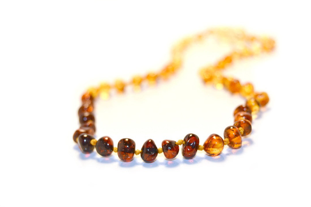 Polished Round Rainbow Baltic Amber Teething Necklace – Mile